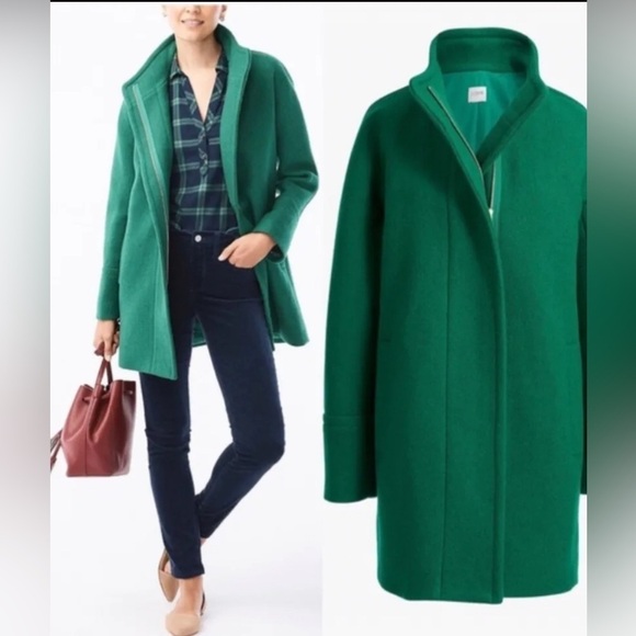 J. Crew Jackets & Blazers - J.Crew City Coat Green Wool Blend Womens Sz 00